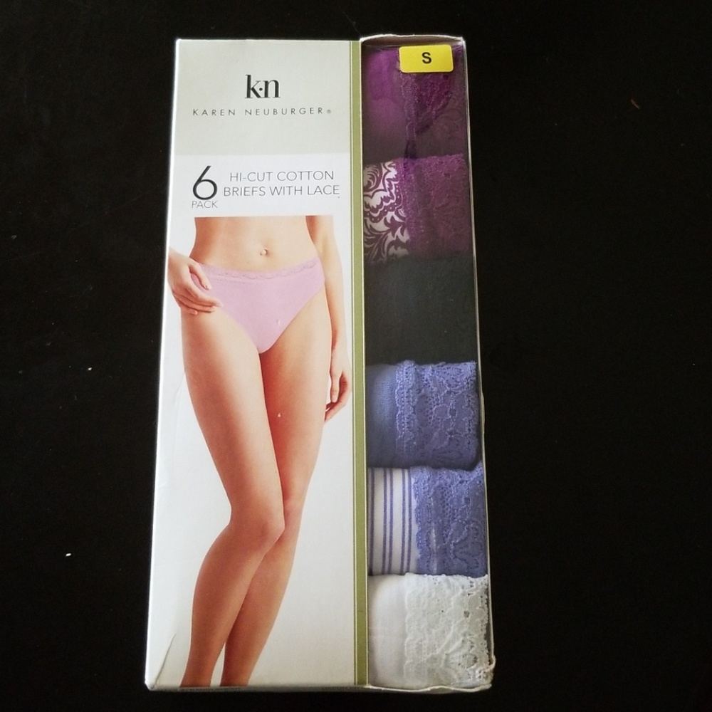 6 pair NEW Hi-cut cotton briefs with lace